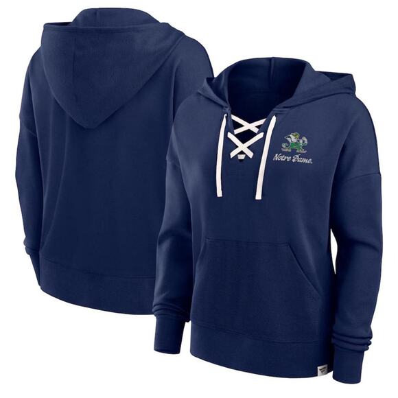 Notre Dame Fighting Irish Fanatics Hoodie Navy Blue Lace-Up Medium NWT - Picture 1 of 6